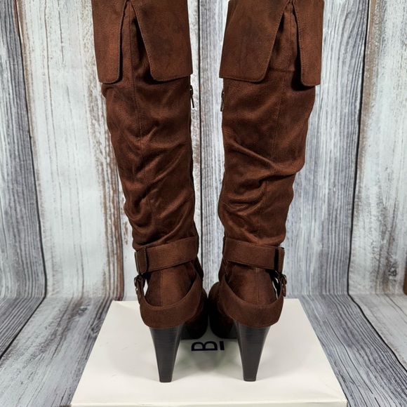 Bakers Brown Suede-like Heeled Boots with Ruched Detailing Size 10 B - Picture 2 of 10